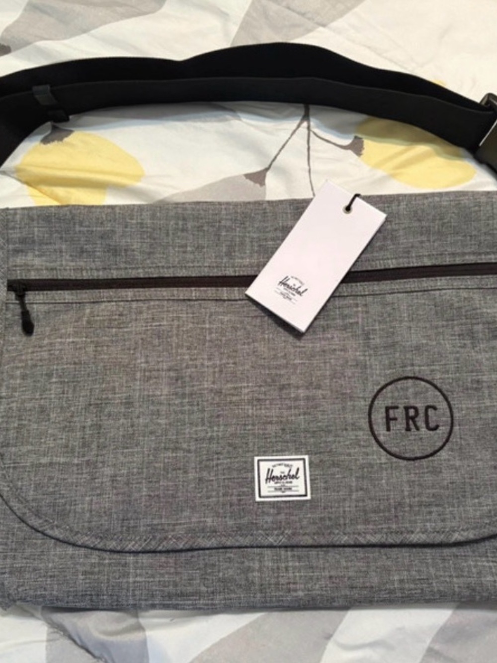 Brand New With Tags Herschel Supply Company Gray Messenger Bag with FRC monogram
